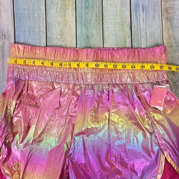 Simply Southern High Waisted Shorts Hot Pink Rainbow Large Pineapple NEW 90s - Picture 7 of 9